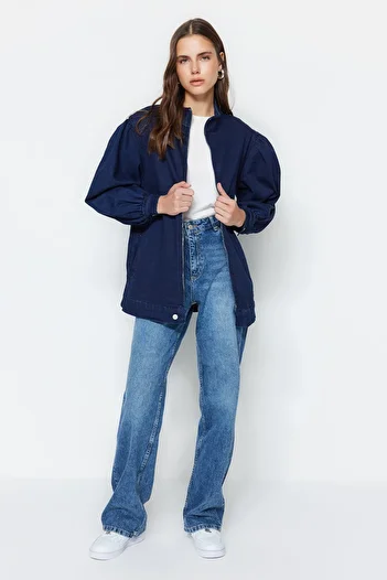Trendyol Modest Ανοιχτό μπλε Bomber Τζιν Τζιν μπουφάν TCTSS23CK00113