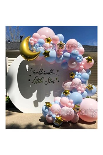 LOTUS PARTY Gender Reveal Party Balloon Set ( Blue - Pink Balloon - Star And Moon Foil Balloon )