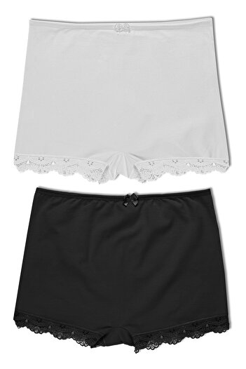 HNX 2-Piece Lace Detailed Cotton Women's Tights Shorts