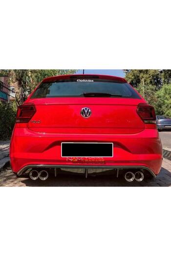 NamTuning Yeni Polo Difüzör R Line Arka Ek Sağ Sol Çift Çıkış P.siyah 2018+ Uyumlu