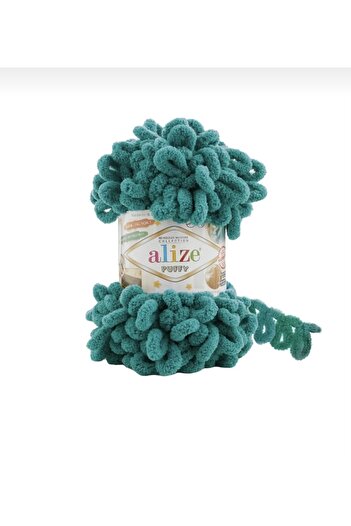 Alize Puffy (5Pcs) 847 Emerald Green Hand Knitted Strings - Blanket Vest Beanie Strings - Self-Looped Thread