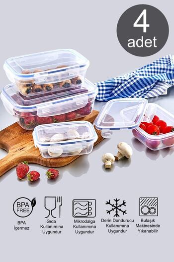 MaisonArt Rectangular Leak Proof 4 Pieces Storage Containers with Vacuum Lid| Storage Container Set