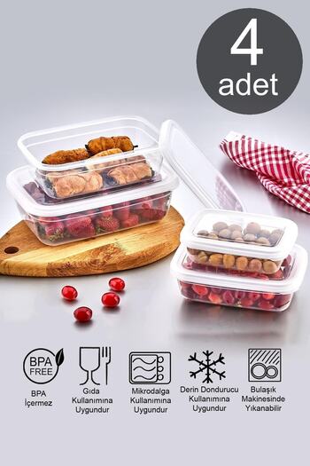 MaisonArt Maya| 4 Pieces of Rectangular Storage Containers with Leak-Proof Lid| Storage Container Set