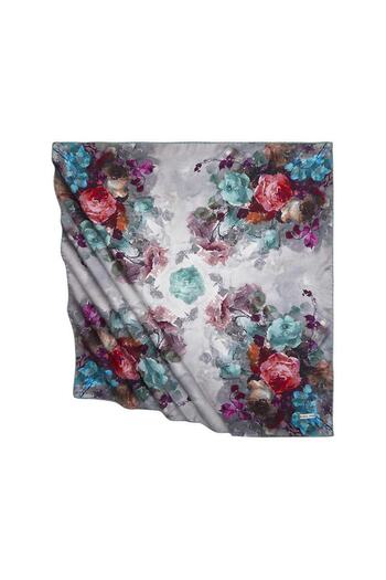Bursa İpek Mint Flower Pattern Silky Scarf