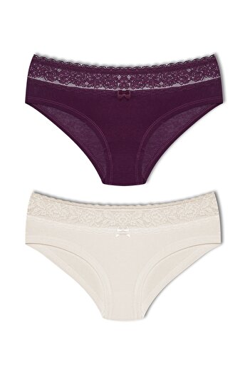 HNX 2-Piece Cotton Lace Waist Hipster Women's Boxer Briefs