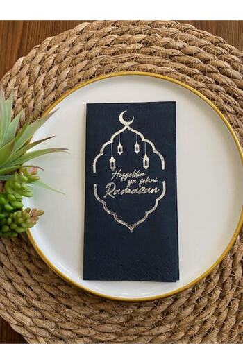 kidspartim Ασημί επιχρυσωμένο μαύρο Welcome Ya City Ramadan Waiter Fold 16 τεμαχίων Νέο μοντέλο
