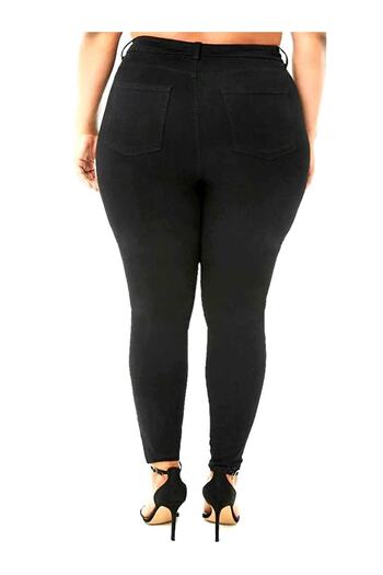 geenz manifacture Anastasia Black Super Skinny Plus Size Colorfast Lycra Jeans Trousers