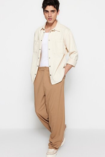 Trendyol Collection Camel Wide Leg Baggy Fabric Trousers Tmnss23Pl00039