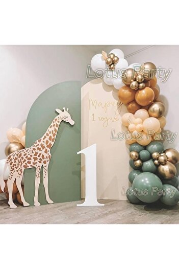 LOTUS PARTY 80 Pieces Safari Themed Party Balloon Set (Mold Green - Salmon - Caramel White Balloon Chrome Gold Balloon)