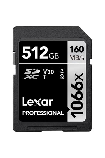 Lexar بطاقة ذاكرة احترافية SDXC بسعة 512 جيجابايت و1066X