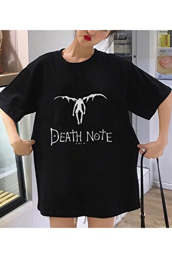 Touz Death Note Winged L з принтом, чорна унісекс-футболка оверсайз