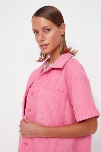 Trendyol Collection Fuchsia Knitted 100% Cotton Shirt TBESS23GO00030