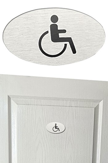 Binbirreyon Mini Steel Disabled Directional Sign Oval 65mm Self Adhesive Cl012