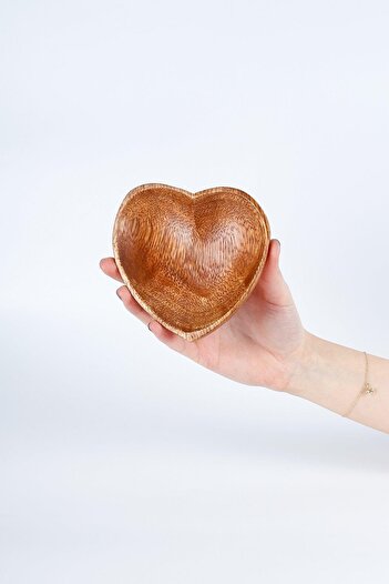 HOMENIVA 4 Pieces Acacia Heart Snack Sauce Bowl Set