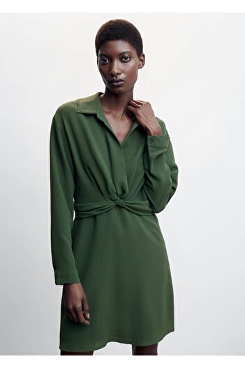 MANGO Woman Knot Detailed Shirt Dress