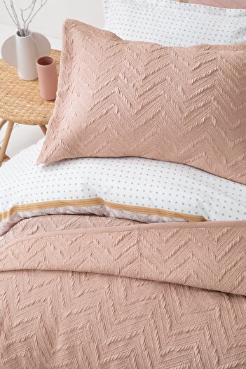Yataş Curly Double Bedspread Set - Dusty Rose