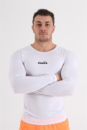 Diadora Men's White Tight Cut Long Sleeve Underwear -1140051