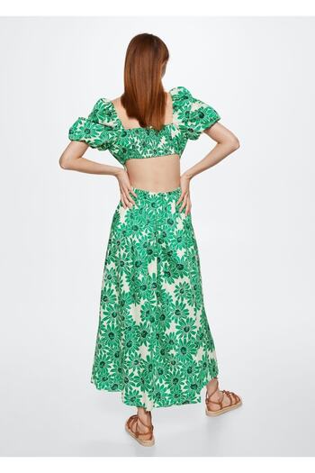 MANGO Woman Çiçekli Pamuklu Elbise