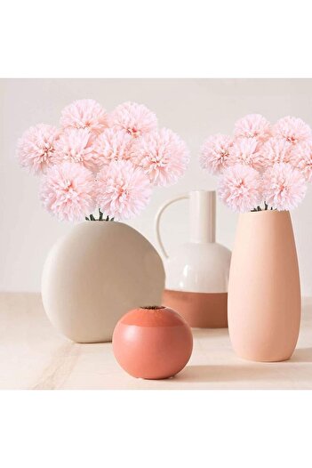 Nettenevime Artificial Flower Chrysanthemum Snowball Powder Pink 7 Separate Single Branch Bunch