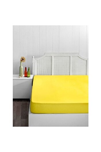mer-tim ezberbozan ev tekstili Mer-tim Single 100x200 Elastic Combed Cotton Bed Sheet Yellow