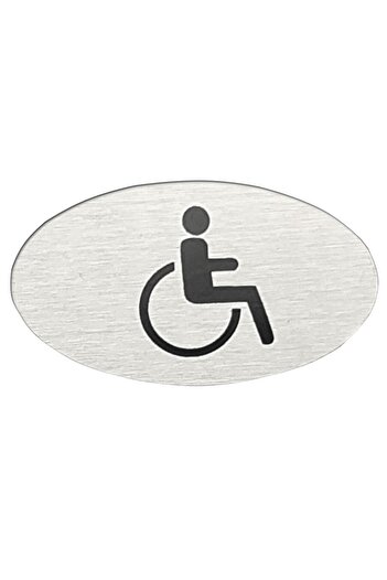Binbirreyon Mini Steel Disabled Directional Sign Oval 65mm Self Adhesive Cl012