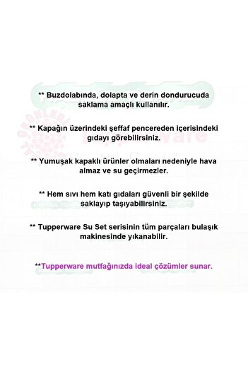 Tupperware Su Çini 3'lü 500-1.3-2.1 Lt Mavi Sıkı Kapaklı Saklama Kabı