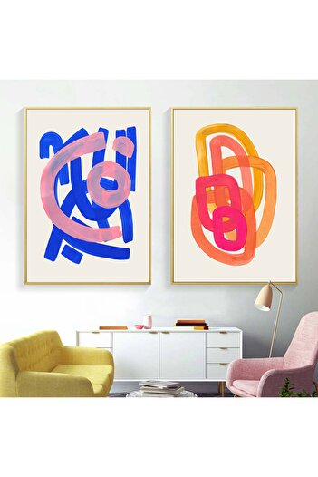 Linacci Set de pictură circulară ovală artistică din aluminiu dublu auriu, roz, albastru