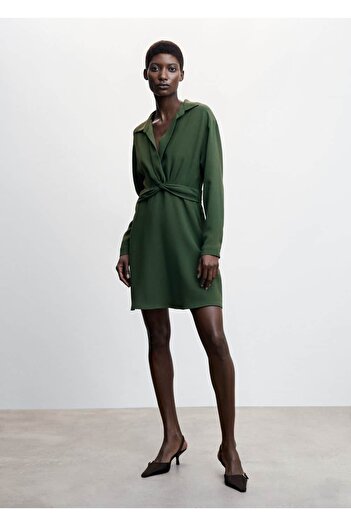 MANGO Woman Knot Detailed Shirt Dress