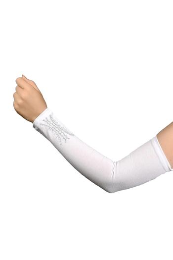 Altobeh Stone Motif Hijab Sleeve Combed Cotton - White