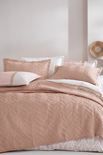 Yataş Curly Double Bedspread Set - Dusty Rose