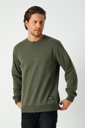 mmetalic Ανδρικό φούτερ Khaki Basic Crew Neck
