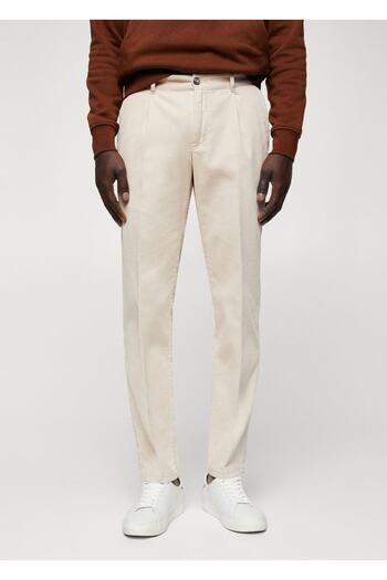 MANGO Man Corduroy Pleated Trousers