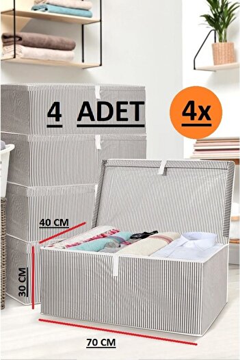 DaisyHome 4 Adet Kapaklı Kutu Hurç Mega Boy 70*40*30* Çok Amaçlı Kutu Hurç