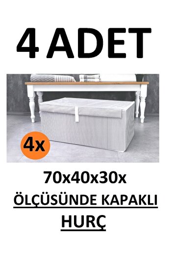 DaisyHome 4 Adet Kapaklı Kutu Hurç Mega Boy 70*40*30* Çok Amaçlı Kutu Hurç