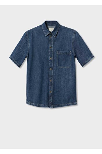 MANGO Man Short Sleeve Denim Shirt