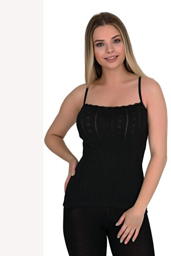 Berrak Patterned Women's Athlete with Rope Strap|cotton Black