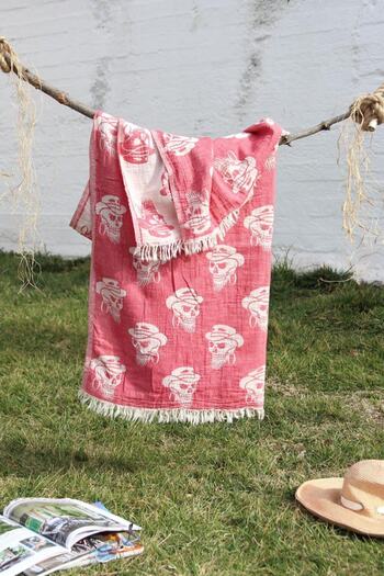 Baveno 100% Cotton 90x180 Peshtemal Beach Towel Skull Jacquard
