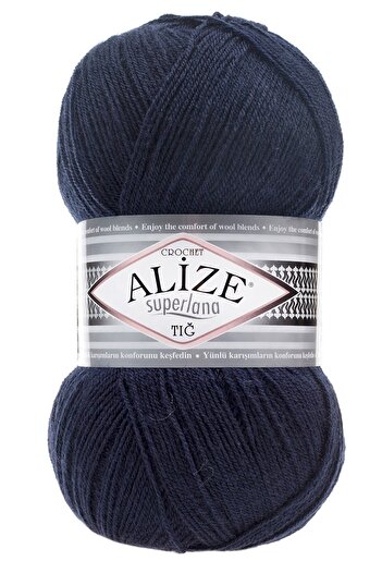 Alize Alize Superlana Lanyard Navy Blue Crochet Hand Knitted - 058
