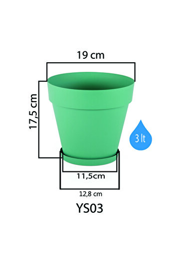 Bliss 3 Lt Antrasit Renk Tabaklı Izgaralı Dekoratif Plastik Yalı Saksı