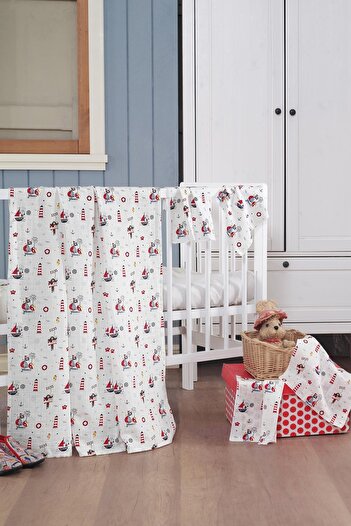 Evim Home Muslin Baby Blanket + Mouth Diaper (4 Pieces) 90*80, Red, Ruyan