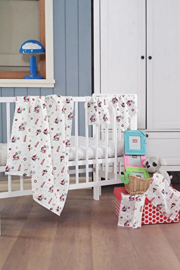 Evim Home Muslin Baby Blanket + Mouth Diaper (4 Pieces) 90*80, Red, Ruyan