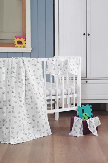 Evim Home Muslin Baby Blanket + Mouth Diaper (4 Pieces) 90*80, Blue, Pamıra