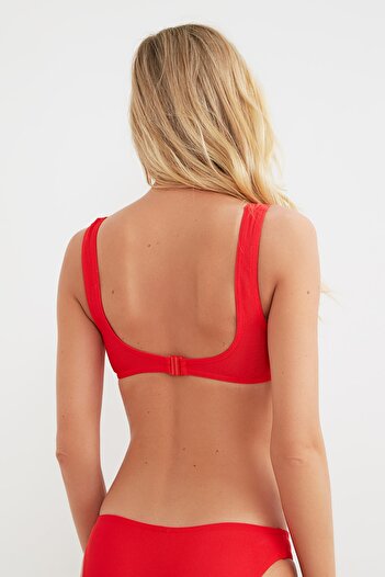 Trendyol Collection Red Textured Underwire Bikini Top TBESS21BU0152
