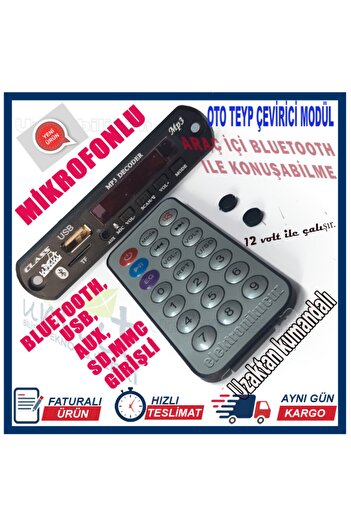 Class Megan 3 Uyumlu  Bluetoothlu Oto Teyp Usb/sd Çevirici Aux Kumandalı 12v Mikrofonlu Araç Içi Görüş