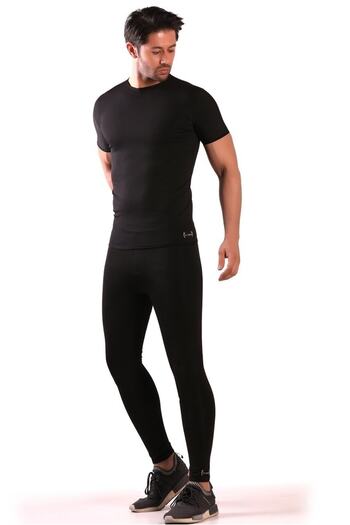 lovebox Inside Polymer Coated Slimming Fat Burning Short Sleeve Men's Thermal Corset Set T-shirt And Tights Set