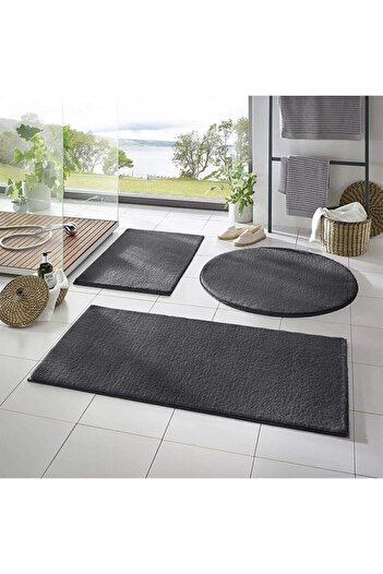 ALgorand Home 3-Piece Bathroom Rug Plush Post Rug Toilet Set Anthracite 50x90--50x60---50x50(round)