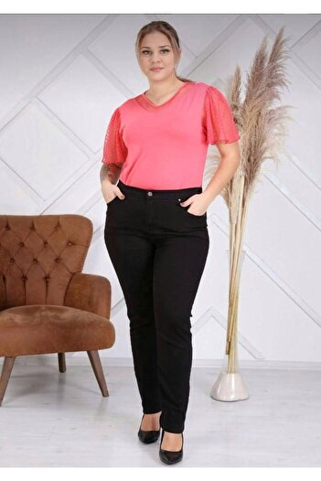 sinembutik Women's Large Size Black Lycra Colorfast Pants