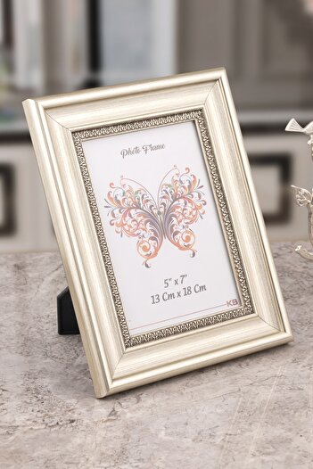 Seniste Genk Glass Picture Frame Single Silver Antique with Adjustable Legs - Can Be Hanged on the Wall 13x18 Cm