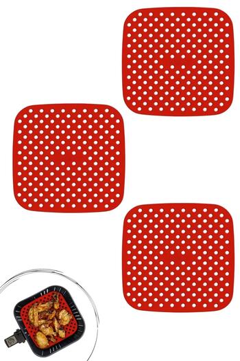 Buffer ® 3 Pieces Heat Resistant Washable Silicone Oven and Airfryer Square Baking Mat 21.5cm