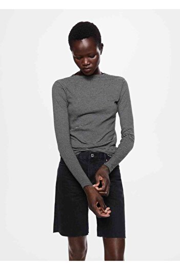 MANGO Woman Langarm-T-Shirt mit Perkins-Kragen